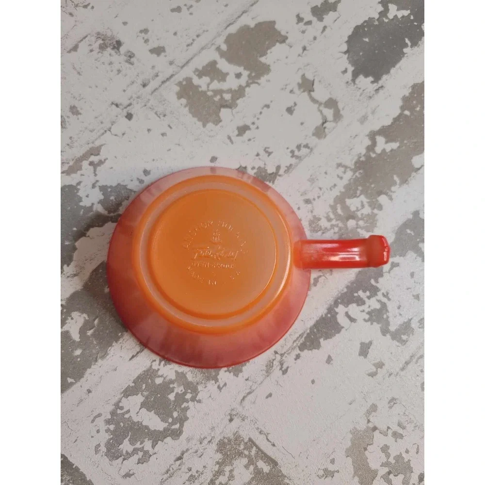VINTAGE Fire King‎ Flame Orange 10 oz Handled Soup Cup Mug Bowl